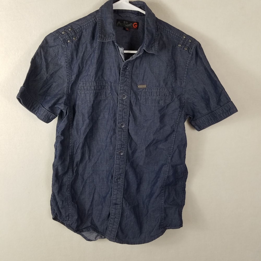 Kid's G By Guess Denim Short Sleeve Shirt Size XS.